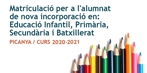 Arranca el procés de matriculació per a l'alumnat de nova incorporació en Educació Infantil, Primària, Secundària i Batxillerat